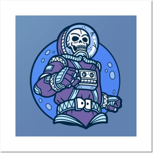 Retro Space Skeleton in Spacesuit Posters and Art